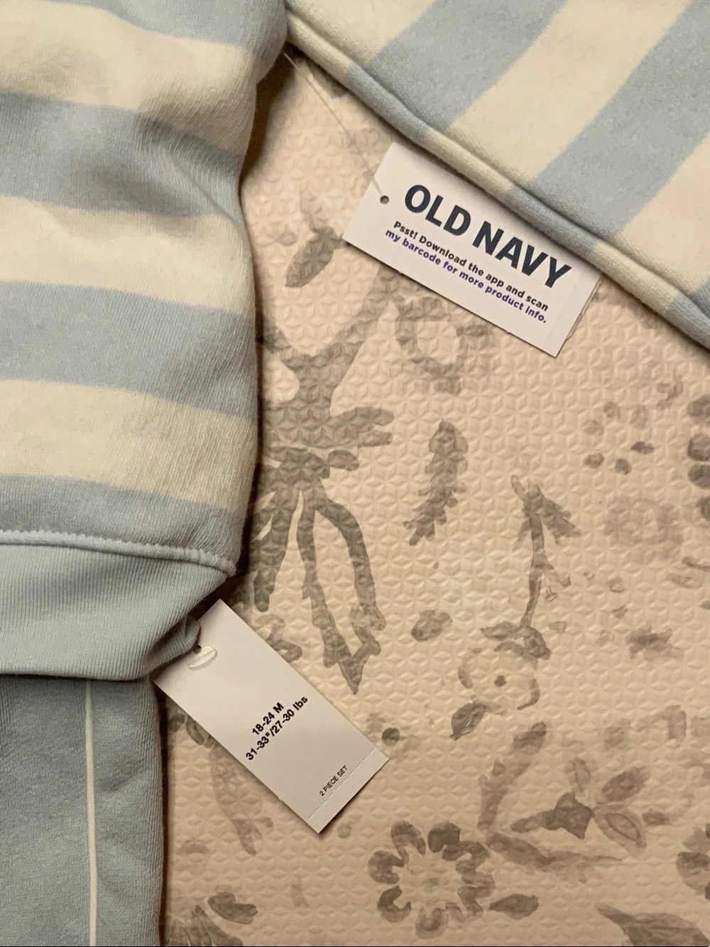 Old Navy Baby Blue and White Striped 2-Piece Matching Set